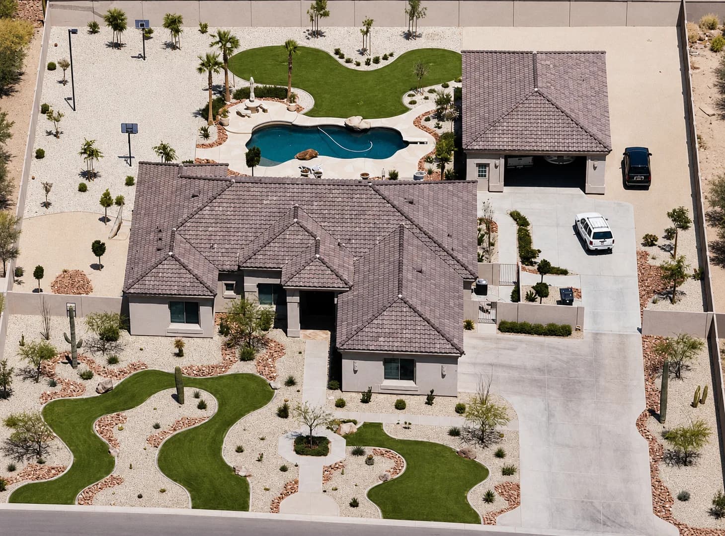 Aerial view of a full-property transformation