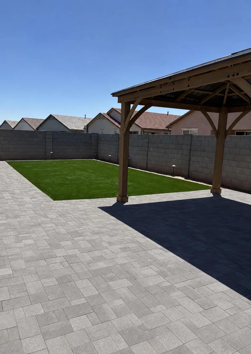 Paver patio with gazebo & turf