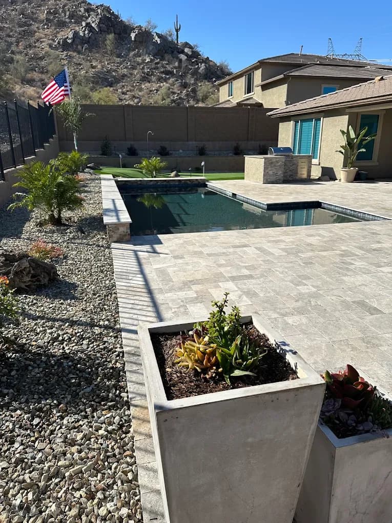 Backyard resort — pool, patio & desert views